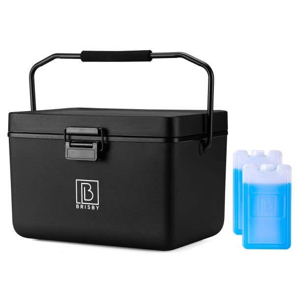 Brisby Koelbox - Frigobox - 12L - Zwart – Incl. Ergonomisch draaghandvat - Dividers - Snijplanken - Tot maximaal 40 uur isolatie - Incl. 2 koelelementen van 200ml