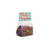 Blokzakje met kopkaartje en 100 gram snoep Transparant/Wit Mini choco