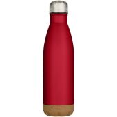 Cove 500 ml dubbelwandige vacuüm geïsoleerde roestvrijstalen waterfles met kurkdetails - Rood