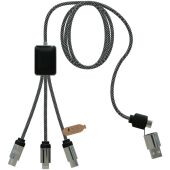 SCX.design C33 60 W Type-C oplaadkabel met dubbel verlicht logo - Gemêleerd zwart