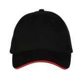 6 PANEL CAP, BLACK/RED, One size, BLACK&MATCH