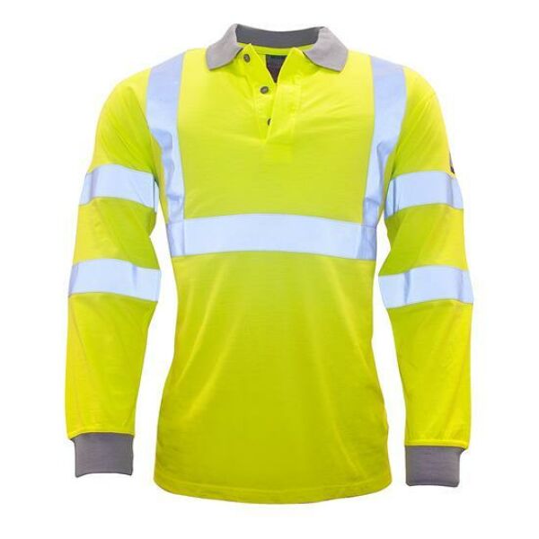 Vlamvertragend Antistatisch Hi-Vis Poloshirt met lange mouw