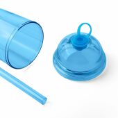 rPet Drinkbeker met rietje Glow 500 ml lichtblauw
