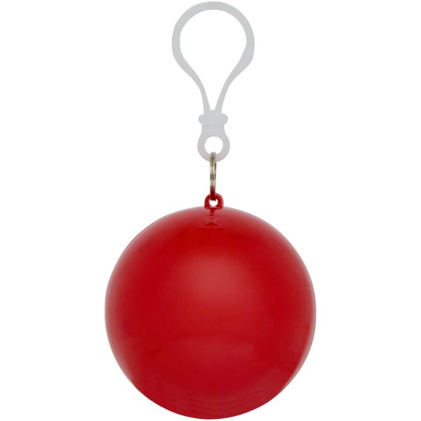 Fog poncho in ronde plastic verpakking met karabijnhaak - Rood Fog poncho in ronde plastic verpakking met karabijnhaak - Rood