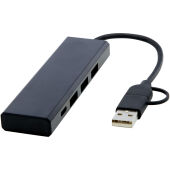 Rise USB 2.0 hub van RCS gerecycled aluminium - Zwart