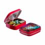 Mini scharnierblikje met snoep, Rood, Dropstaafjes mix