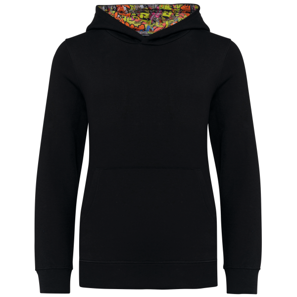 Sweater met contrasterende capuchon met motief