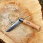 Opinel Inox No 08 zakmes in een riemetui - houtbruin