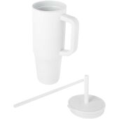 Brady 900 ml RCS gecertificeerde geïsoleerde beker met siliconen rietje - Wit