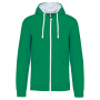 Herensweater met rits en capuchon in contrasterende kleur Light Kelly Green / White S