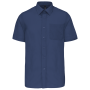 Overhemd in onderhoudsvriendelijk polykatoen-popeline korte mouwen heren Deep Blue M