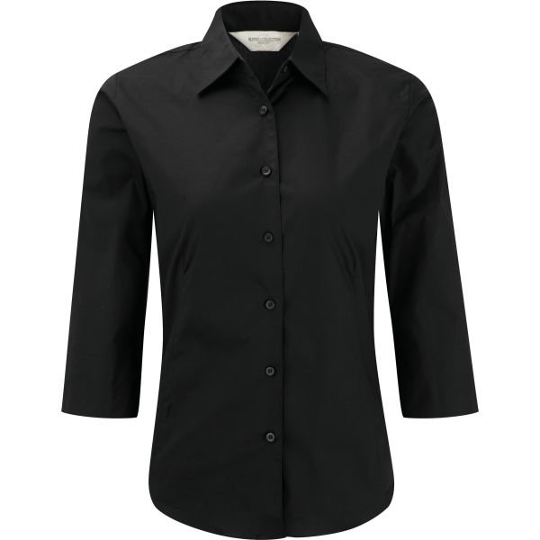 Ladies' 3/4 Sleeve Easy Care Fitted Shirt Black XL Ladies' 3/4 Sleeve Easy Care Fitted Shirt Black XL