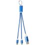 Metal 4-in-1 oplaadkabel van gerecycled aluminium met sleutelhanger - Koningsblauw