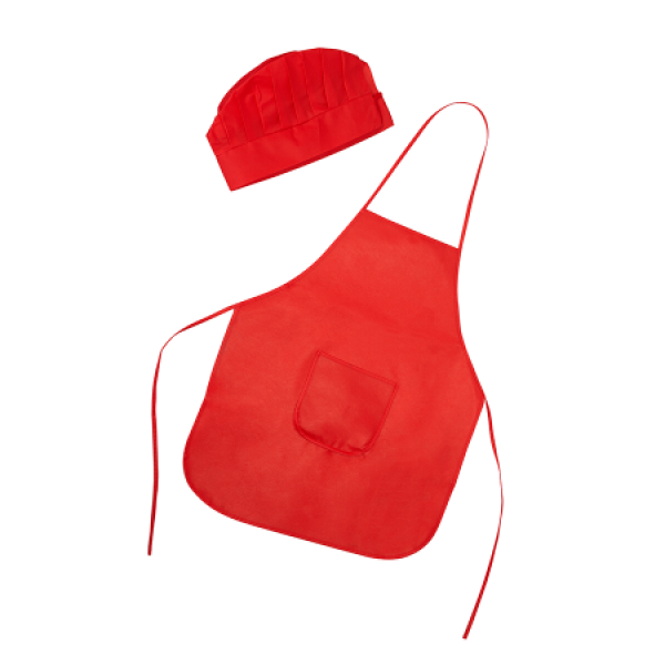 JAMIE Non-woven schort- en mutsenset voor kinderen - rood JAMIE Non-woven schort- en mutsenset voor kinderen - rood