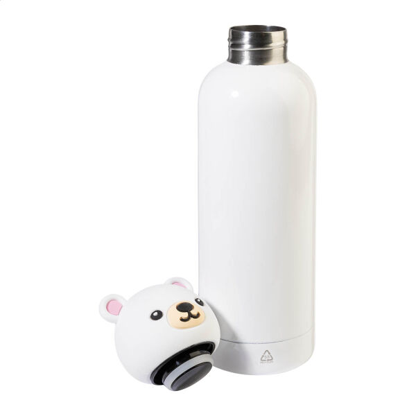 Kinderbeker dubbelwandig Dieren | Gerecycled RVS | 500 ml | Schoolbeker | Beer | Wit Kinderbeker dubbelwandig Dieren | Gerecycled RVS | 500 ml | Schoolbeker | Beer | Wit