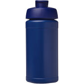 Baseline 500 ml gerecyclede drinkfles met klapdeksel - Blauw/Blauw