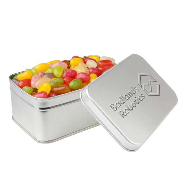 Rechthoekig blik met embossing Zilver Jelly beans Rechthoekig blik met embossing Zilver Jelly beans