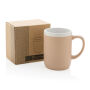 Keramische mok met witte rand 300 ml., bruin, wit