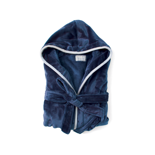 VINGA Louis luxe pluche RPET badjas maat L/XL, donkerblauw
