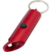 Flare led-lamp en flesopener van gerecycled aluminium met sleutelhanger - Rood