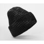 CHUNKY KNITTED PATCH BEANIE, MIDNIGHT HAZE, One size, BEECHFIELD