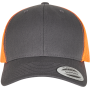 Tweekleurige Retro Truckerpet Charcoal / Neon Orange One Size