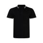 AWDis Stretch Tipped Piqué Polo Shirt, Black/White, L, Just Polos