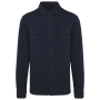 Ecologisch verwassen herenoverhemd in geborsteld fleece Washed Navy Blue 3XL