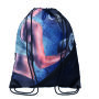 Full color Polyester trekkoord rugzak met mesh vak voorzien van rits.