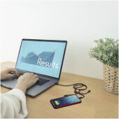 SCX.design C36 3-in-1 verlengde oplaadkabel met oplichtend logo van rPET met ronde bamboe behuizing - Hout