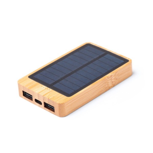 BERKEL Powerbank Solare van bamboe, 5.000mAh BERKEL Powerbank Solare van bamboe, 5.000mAh