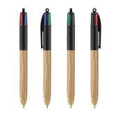 BIC® 4 Colours Wood Style with Lanyard 4 Colours Wood BP LP Natural_UP Black_RI Black
