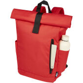 Byron 15,6" rugzak van GRS RPET met opgerolde bovenkant 18 L - Rood