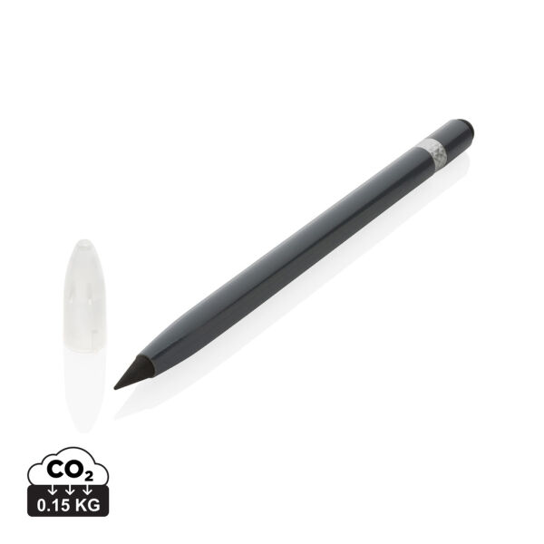 Aluminium inktloze pen met gum, grijs Aluminium inktloze pen met gum, grijs