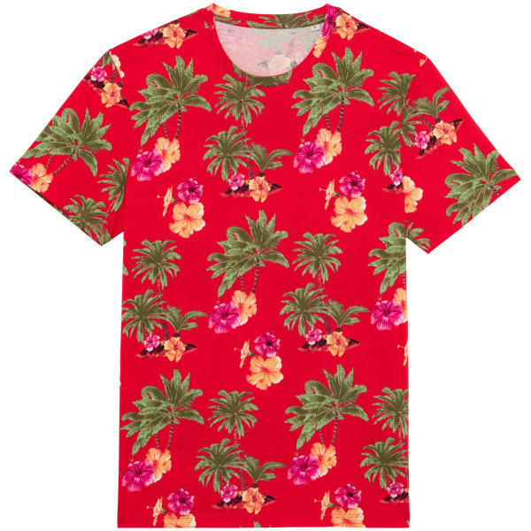Ecologisch heren-T-shirt met tropische print Red Hawaiian S
