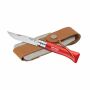 Opinel Colorama No 08 zakmes in een  riemetui - rood