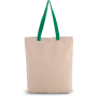 Shopper met plooi en contrasterend hengsel Natural / Kelly Green One Size