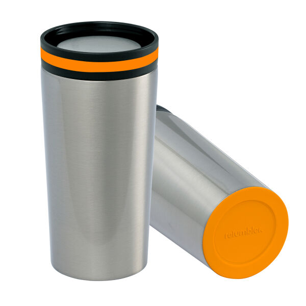 Thermobeker RETUMBLER-myDRINQEO - oranje, zilver Thermobeker RETUMBLER-myDRINQEO - oranje, zilver