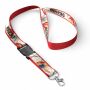 Afneembare polyester keycord met gesublimeerde satijnen overlay
