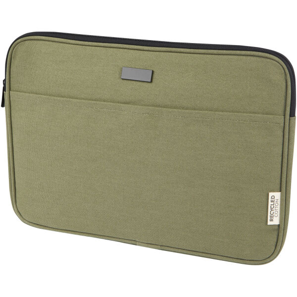Joey 14 inch GRS gerecyclede canvas laptophoes, 2 l - Olijf Joey 14 inch GRS gerecyclede canvas laptophoes, 2 l - Olijf