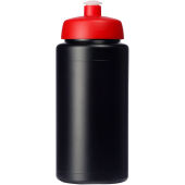Baseline® Plus grip 500 ml sportfles met sportdeksel - Zwart/Rood
