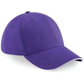 ATHLEISURE 6 PANEL CAP, PURPLE/WHITE, One size, BEECHFIELD
