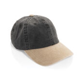 BEAU AWARE™ Washed 6 panel 270gsm cotton twill two tone cap, zwart