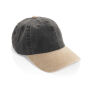 BEAU AWARE™ Washed 6 panel 270gsm cotton twill two tone cap, zwart