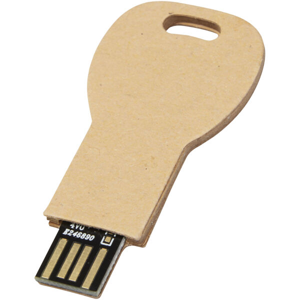 Sleutelvormige USB 2.0 van gerecycled papier - Kraft bruin - 64GB