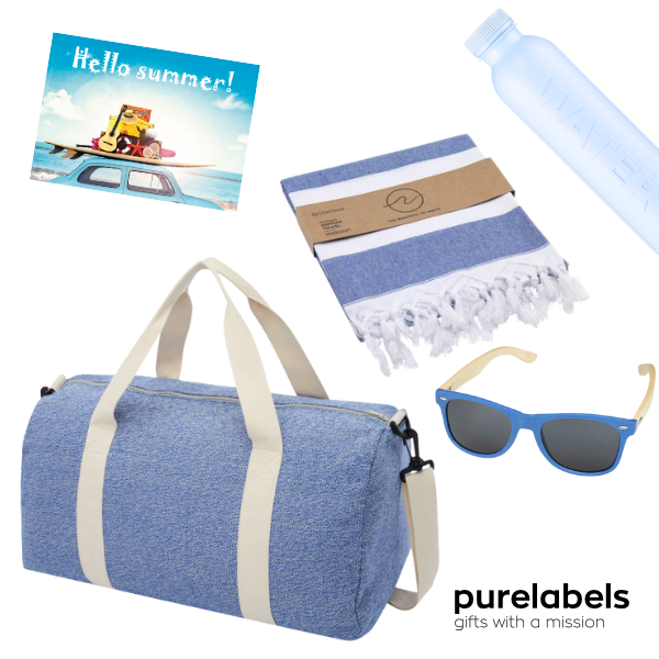 Zomerpakket | Tas met hammamdoek en waterfles en zonnebril| Met kaart