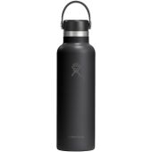 Hydro Flask Standard Mouth 621 ml geïsoleerde roestvrijstalen waterfles met rietje-dop - Zwart