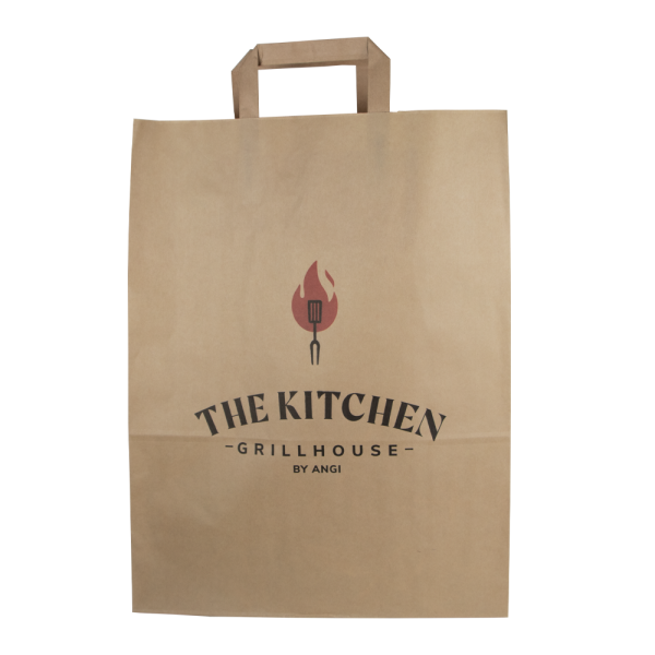 Papieren draagtas gevouwen handvat bruin M (A4) 22 x 11 x 28 cm