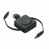 SKILFUL - Intrekbare 100W USB-C-kabel - Zwart