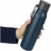 Gerecyclede dubbelwandige roestvrijstalen drinkfles (600 ml) Cassian zwart